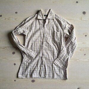 ERMENEGILDO ZEGNA Yellow Purple Plaid Button Down Shirt Size Medium